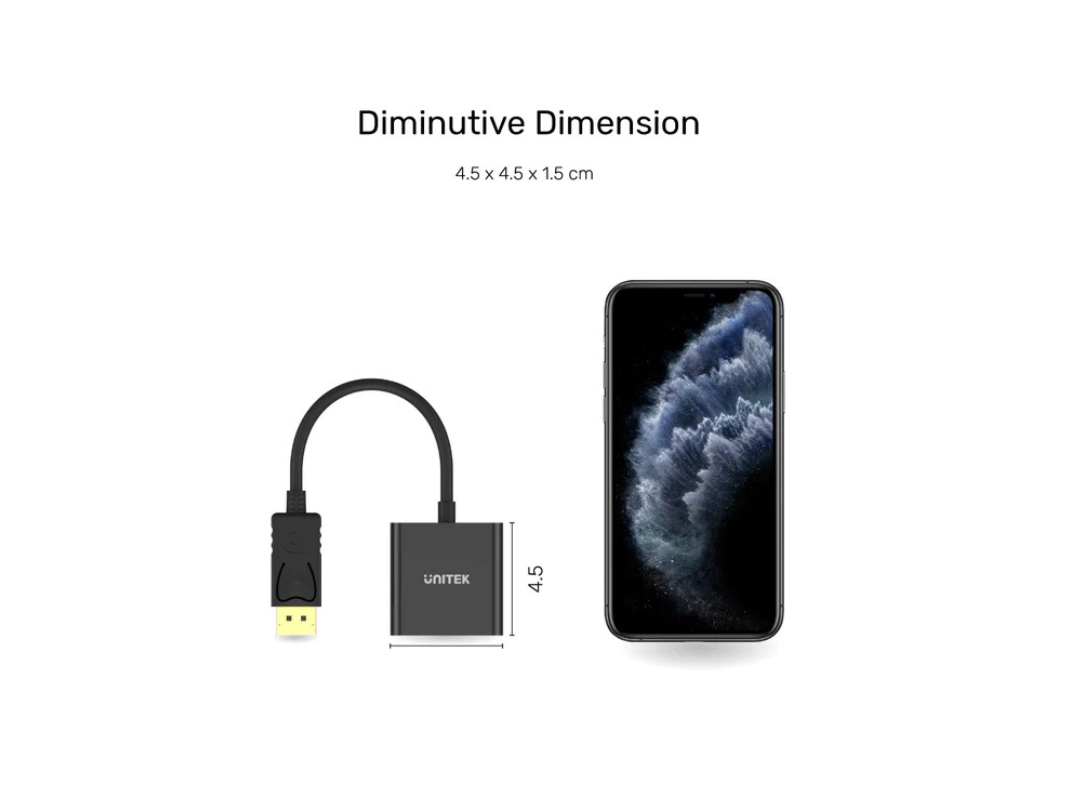 Unitek DisplayPort to VGA Adapter - 1080p HD Resolution, Plug & Play Unitek DisplayPort to VGA Adapter - 1080p HD Resolution, Plug & Play